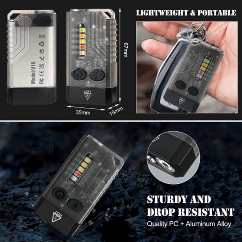 Rechargeable Pocket Flashlight LED 13 Light Modes 1000 High Lumen IPX4 Mini Flashlight