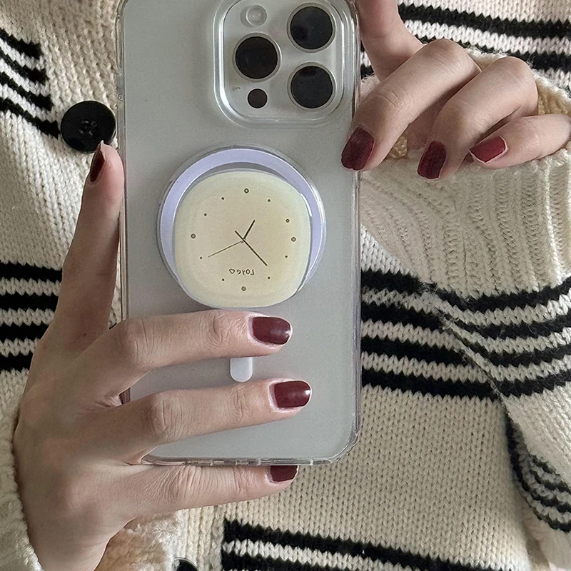 

Корейские милые Мультяшные часы, магнитный держатель, держатель для телефона, подставка для iPhone 15 14, для планшета Magsafe Smart Tok