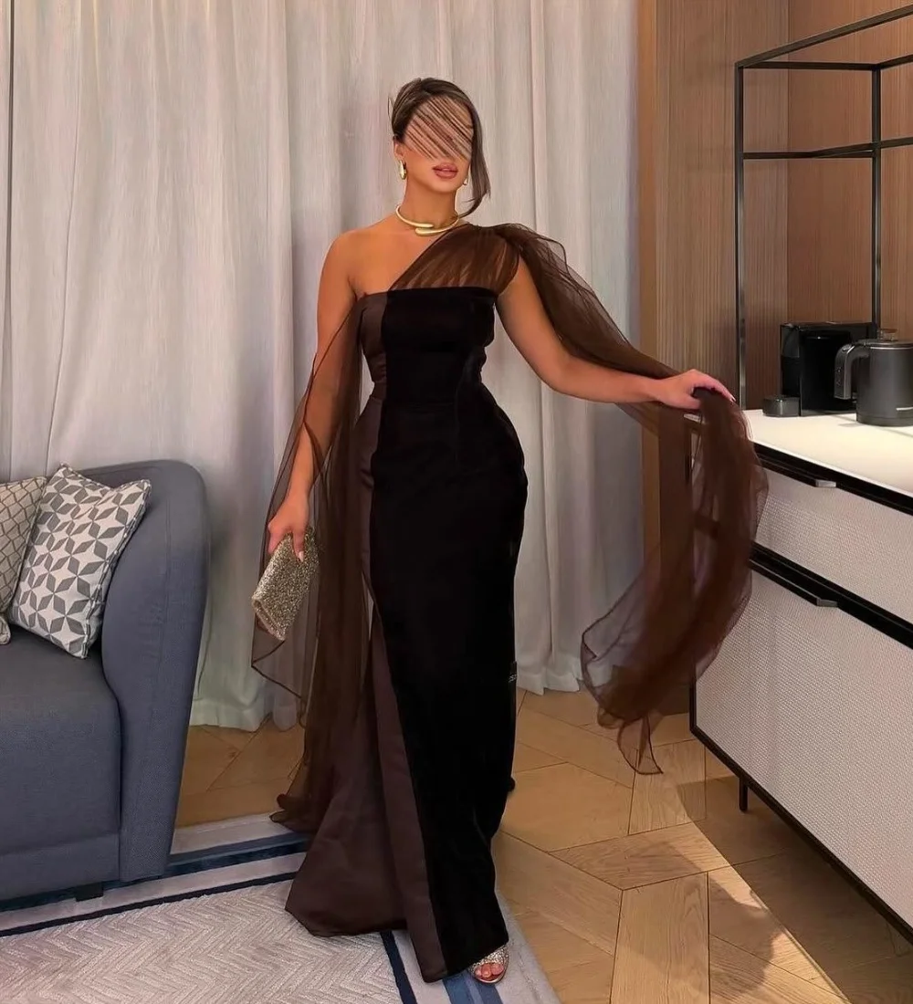 

Customized Sexy Jersey Pleat Tassel Straight One-shoulder Long Dresses Bespoke Occasion Homecoming Exquisite Simple