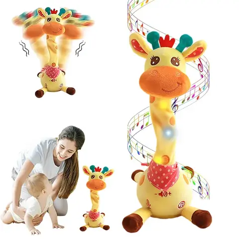 Justerbar volym Röstsimulering Musik Giraffleksak Sjungande Dansande Upprepa Vad Du Sa Dansande Giraff Blinkande LED-lampor 10 best sales sång- och dansleksaker - №8