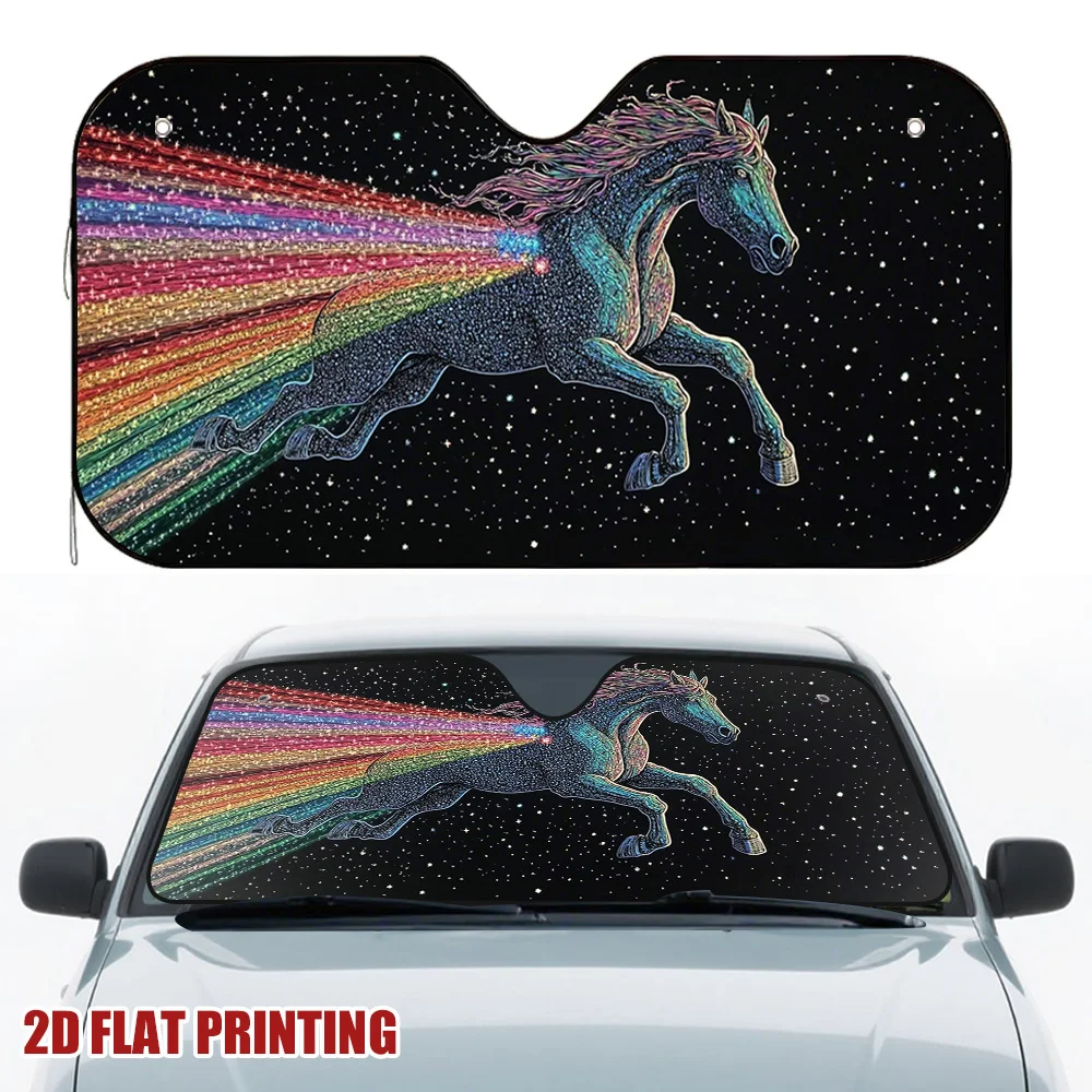 1pc Galactic Rainbow Horse Car Sun Visor, Improves Driving Comfort, Suitable For Families, Daily Commute, And Various Driving Sc