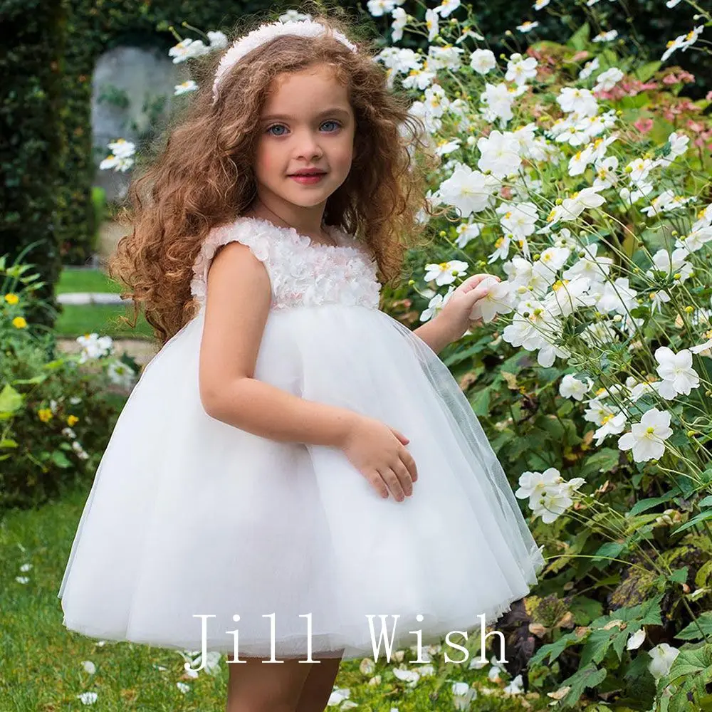 Jill Wish-Robe de Luxe pour Fille, Tenue de Princesse, à Fleurs Blanches, pour ixd'Anniversaire, de Mariage, de Bal, Communion, 2024, J192