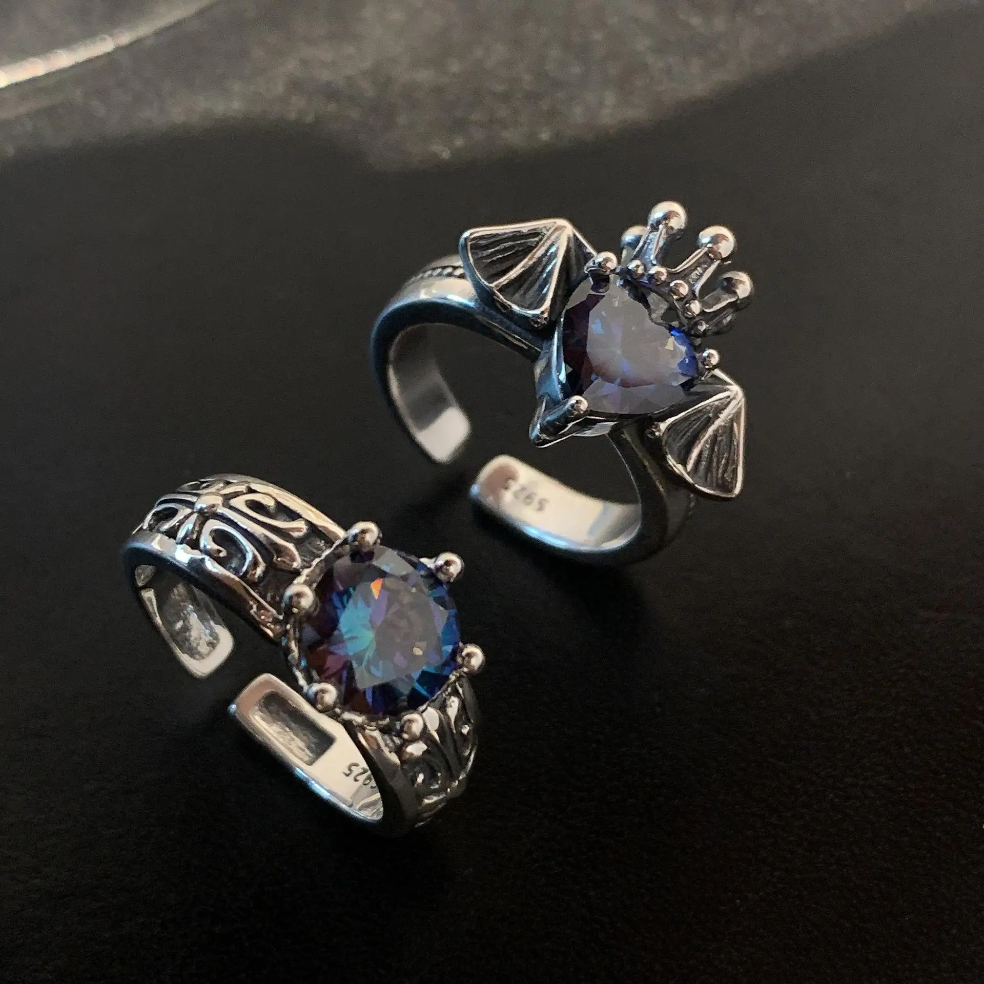 New Arrival Retro Crown Devil Shiny CZ Zircon Star Thai Silver Female Party Ring Jewelry For Women Never Fade Cheap Gifts