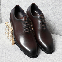Classic Handmade Mens Dress Shoes Genuine Leather Whole Cut Round Toe Oxford Shoes Business Wedding Formal Suit Shoes Man