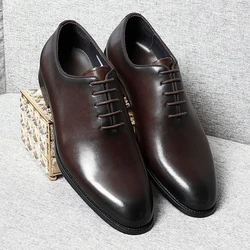 Classic Handmade Mens Dress Shoes Genuine Leather Whole Cut Round Toe Oxford Shoes Business Wedding Formal Suit Shoes Man