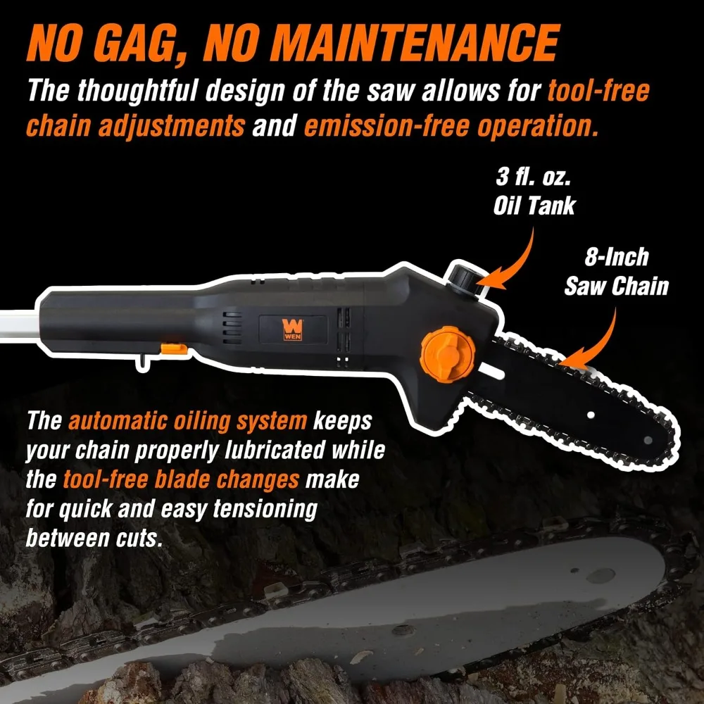 منشار كهربائي تصغير 8 بوصة 6 أمبير، سلكي، أسود وبرتقالي