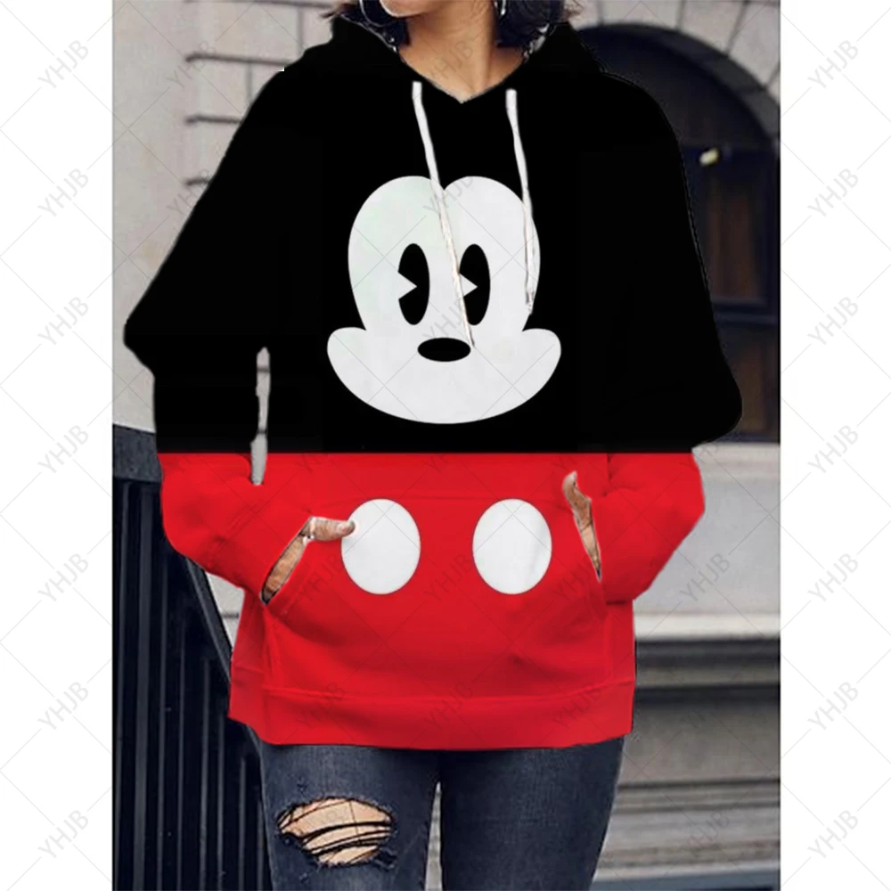 Autumn Mickey Mouse Printed Hoodie Women Fashion Korean Hooded Sweatshirts Woman Y2K Streetwear Loose Hoodies