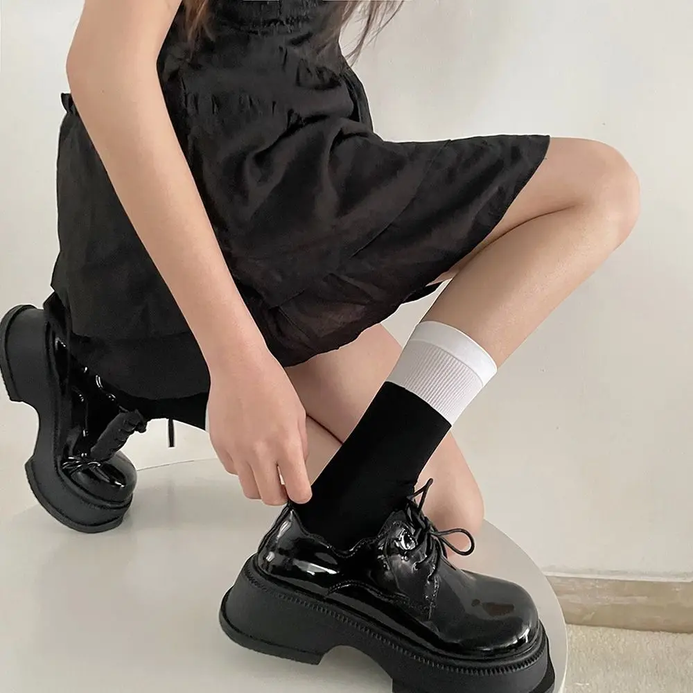 Calcetines Kawaii JK para mujer y niña, medias de pierna para estudiante, medias femeninas de primavera, calcetines de pantorrilla de Color de contraste