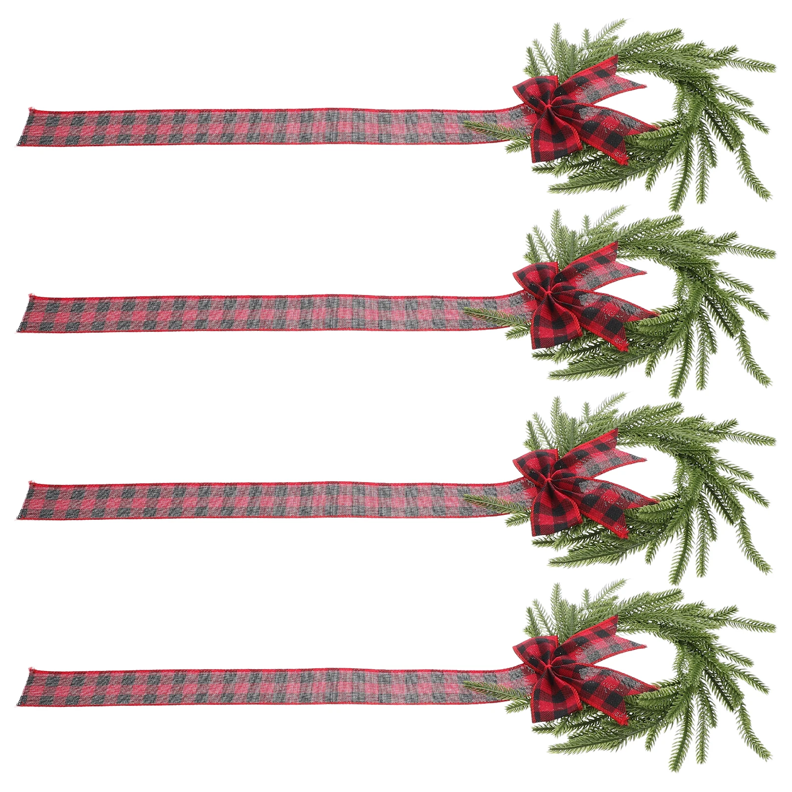 

4 Pcs Artificial Garland Decor Christmas Floral Wreath Lattice Bow Wreaths for Wall Hanging Iron Wire Chair Back