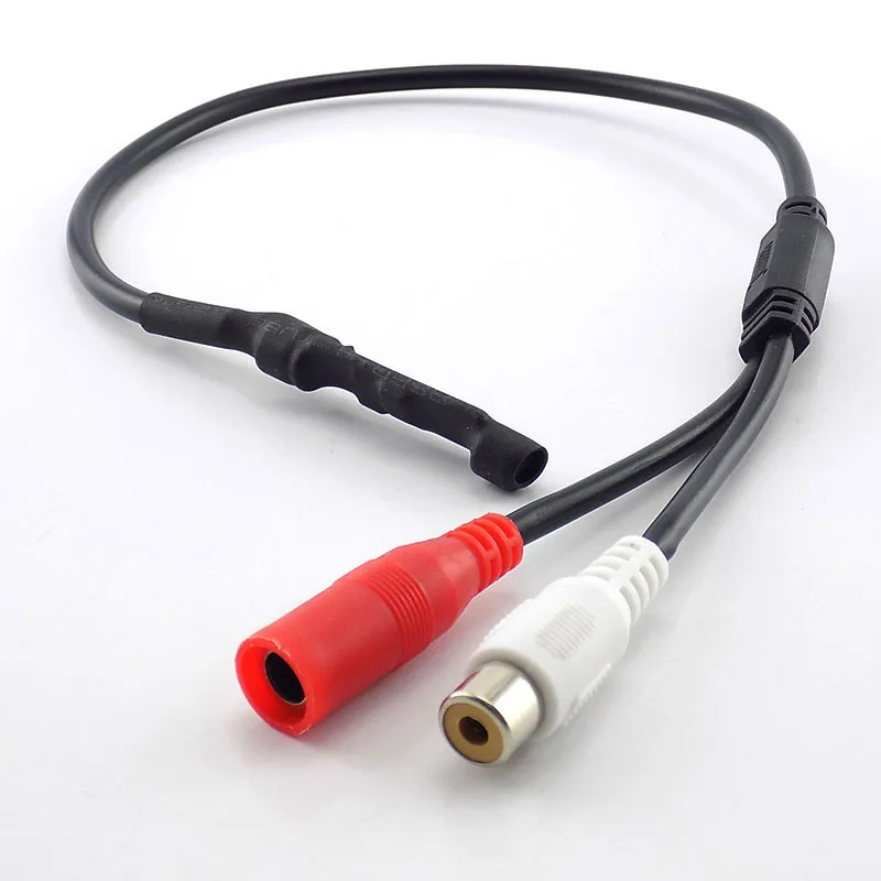 DC 12V Mini Microphone Pickup Sound Monitor Audio Pickup RCA Power Cable for Cctv Camera DVR Video Surveillance C4