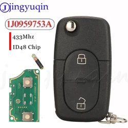 jingyuqin 2 Buttons Remote Car Key Fob 433Mhz ID48 Chip 1J0959753A For VW Volkswagen Passat Golf MK4