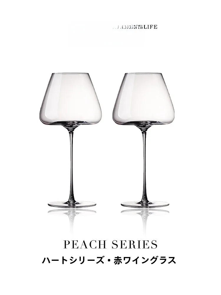 

Tlife Peach European Sle High Foot Crystal Glass Red Wine Cup Heart ape Home Use Diningware Wine Glass Pure Color Handmade