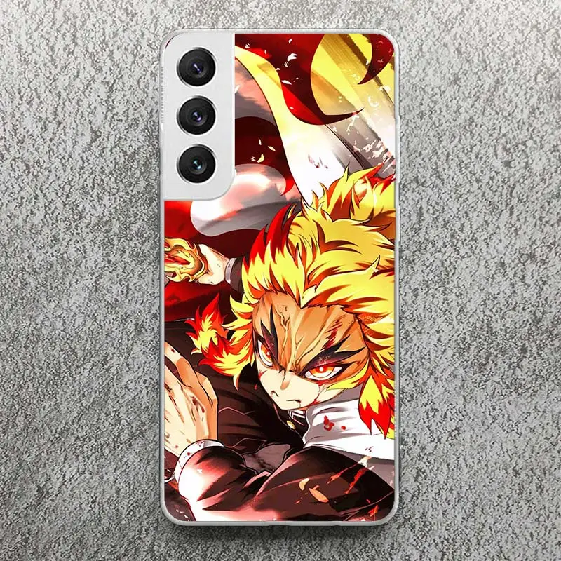 Demon Slayer Rengoku Kyoujurou Print Soft Case for Samsung Galaxy Note 8 9 10 + 20 Ultra M21 M30S M32 M51 Phone Shell J4 J6 Plus