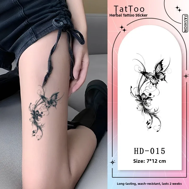 Sexy Bla  f Waterproof Non-Reflective Tattoo Stiers ular Internet Model Collarbone Arm Herbal Juice Design