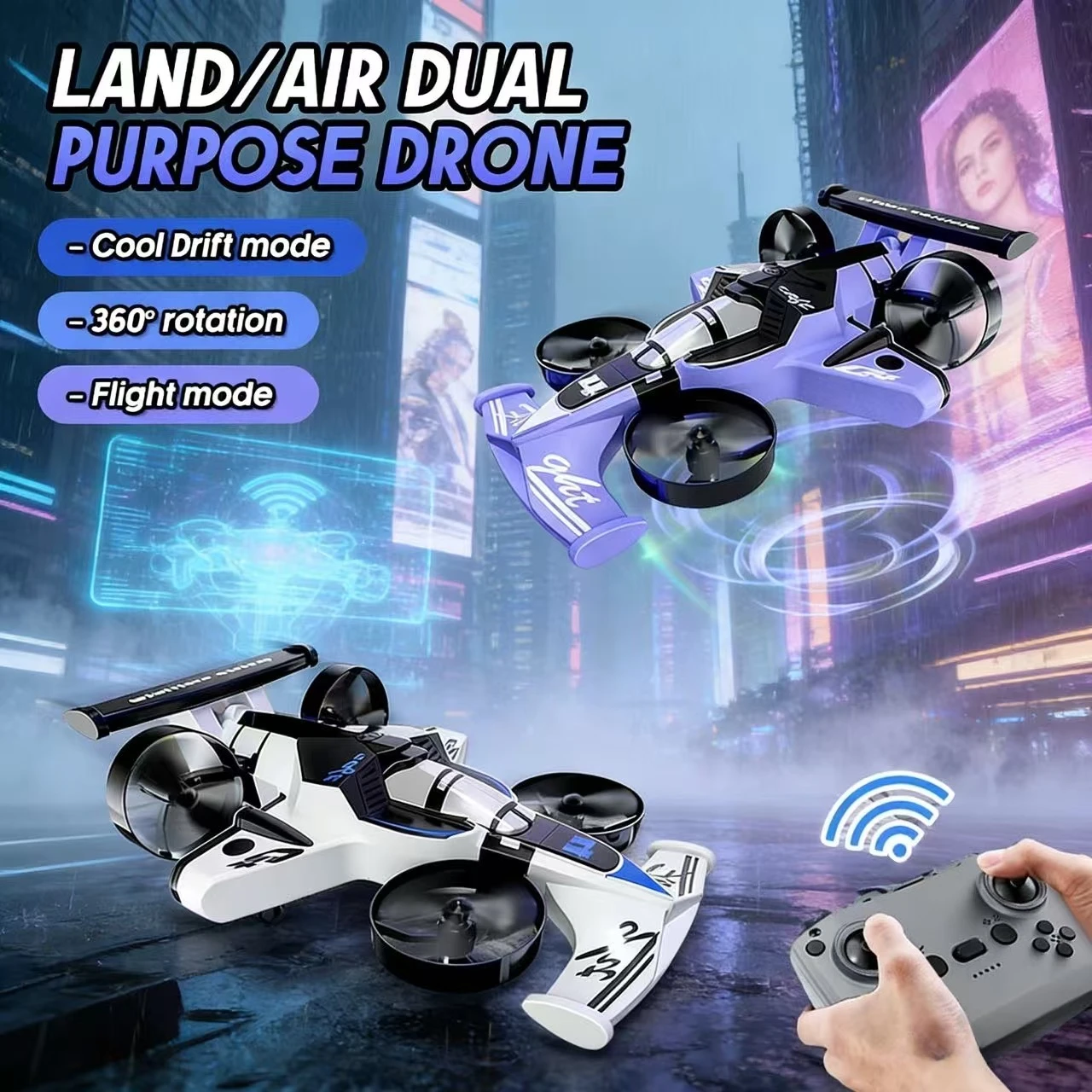 

Радиоуправляемый дрон и летающий автомобиль 2 в 1, 2,4G, 4-осевой наземный гоночный автомобиль, внедорожная игрушка для детей и взрослых