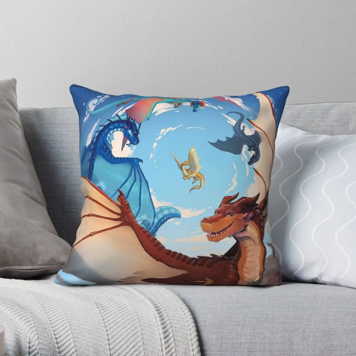 

Квадратная наволочка с крыльями огня, драконы судьбы, полиэстер, лен, бархат, декоративная наволочка с узором, чехол для домашней подушки