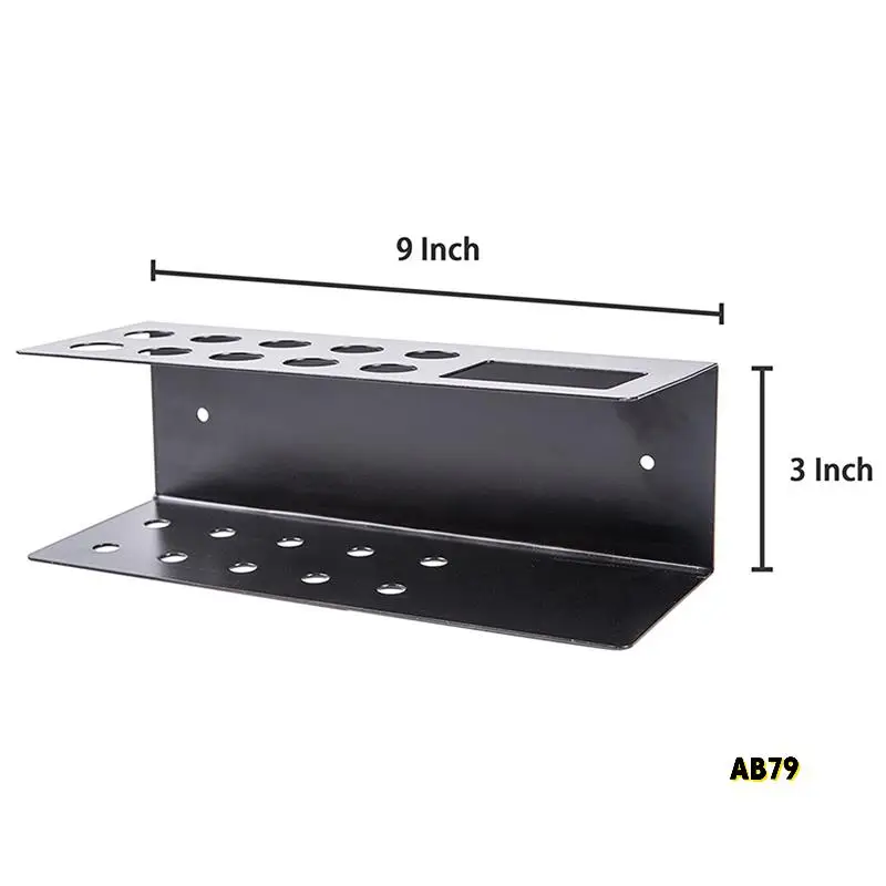 6X 10-Slot Wall Mounted Office Organizer Dry Erase Marker And Eraser Holder Rack, Acrylic Dry Erase Marker Holder, Black