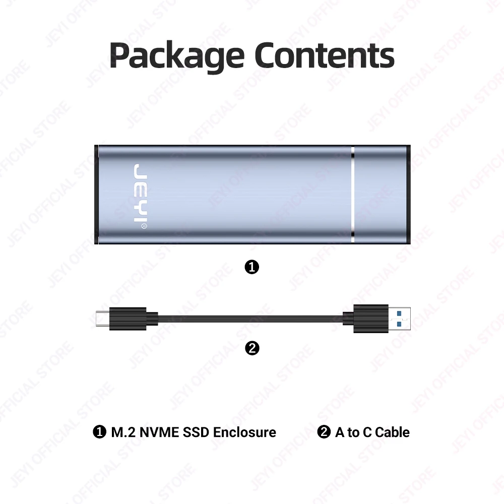 Jeyi Aluminium M.2 Nvme Ssd Behuizing Adapter, Usb 3.2 Gen 2 (10 Gbps) Naar Nvme M-Key/(B + M) Sleutel Ssd Externe Hoes Met Trim Uasp
