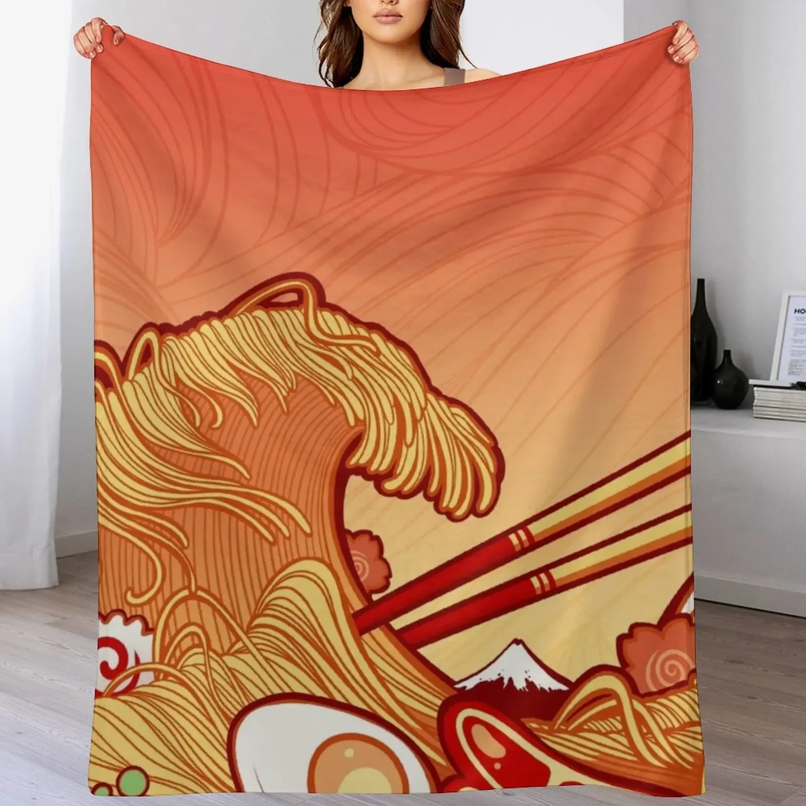 

The Great Ramen Wave Throw Blanket Reusable Durable Soft Blanket for All Seasons