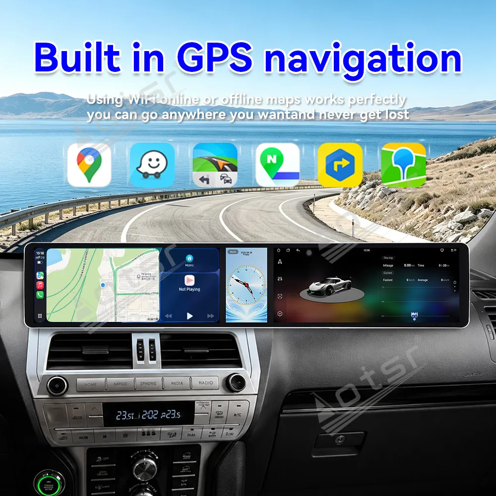 Triple Screen Android Radio For TOYOTA Prado 2018~2022 Car Stereo CarPlay Android Auto Navigation Multimedia Player Head Unit