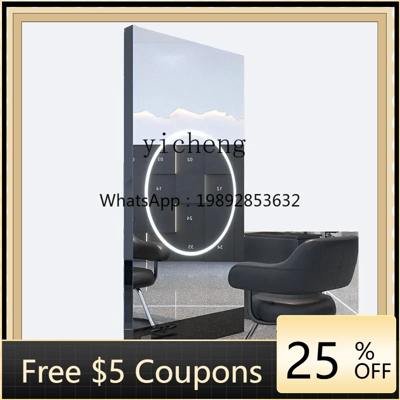 ZZ   Barber shop mirror table floor-to-ceiling double-sided mirror LED wall-mounted hair salon perm and dyeing area