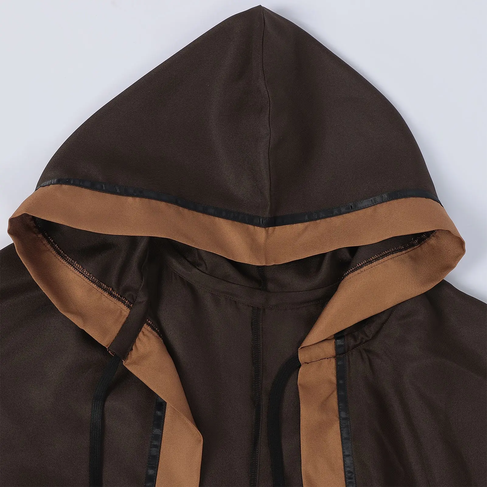 Mittelalterlicher Erwachsenen-Krieger-Umhang mit Kapuze, Unisex, Kontraststreifen, Zauberer-Robe, Halloween-Party, Festival, Cosplay-Kostüm 2026 – Detail 21
