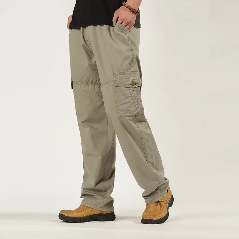 MRMT 2024 Gloednieuwe mannen Middelbare Leeftijd Casual Broek Broek Multi Pocket Overalls Mannelijke Grote Maat Speciale Vet