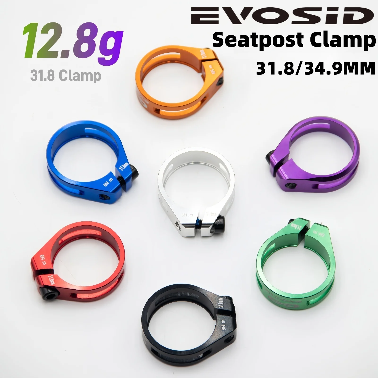 EVOSID MTB 자전거 시트 포스트 클램프 31.8mm 도로 튜브 클립 34.9mm 초경량 산악 파이프 액세서리