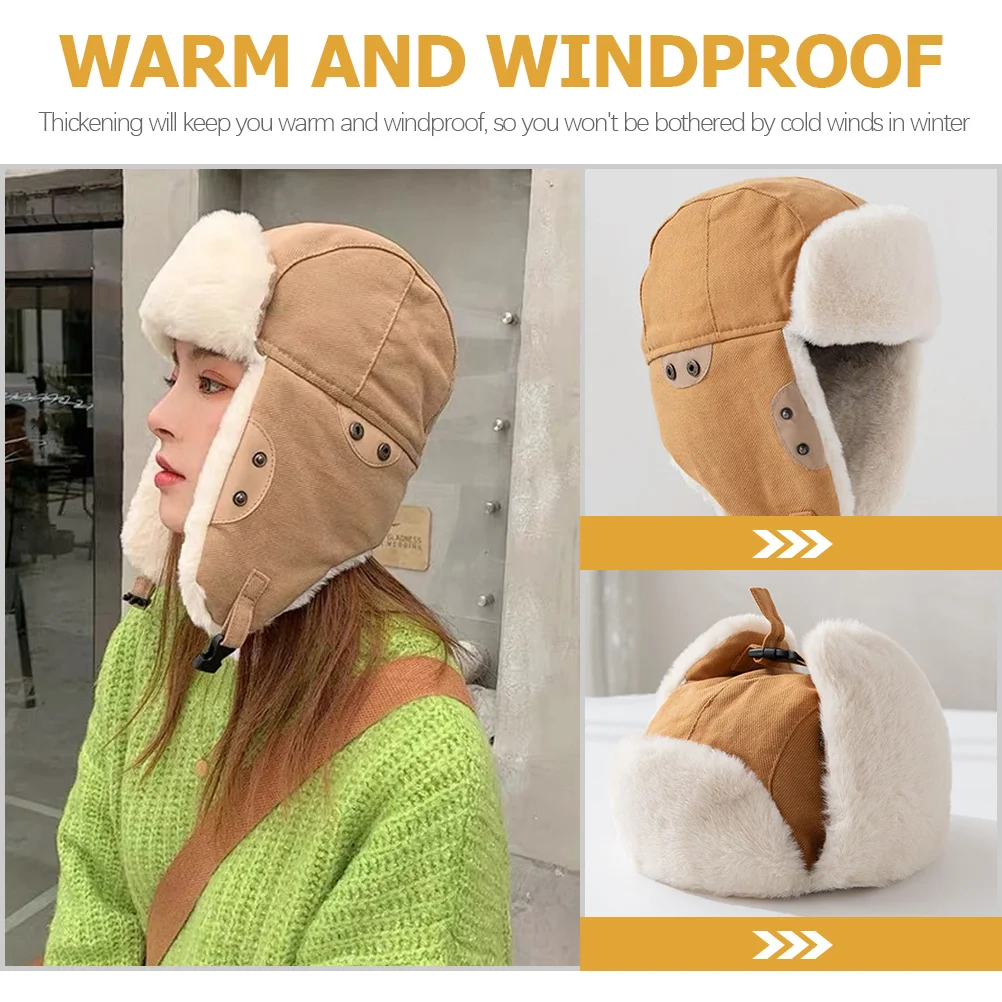

1pc Cold-Proof Winter Warm Hat Adjustable Chin Strap Foldable Ear Pads Windproof Outdoor Hat For Skiing Snowboarding Riding