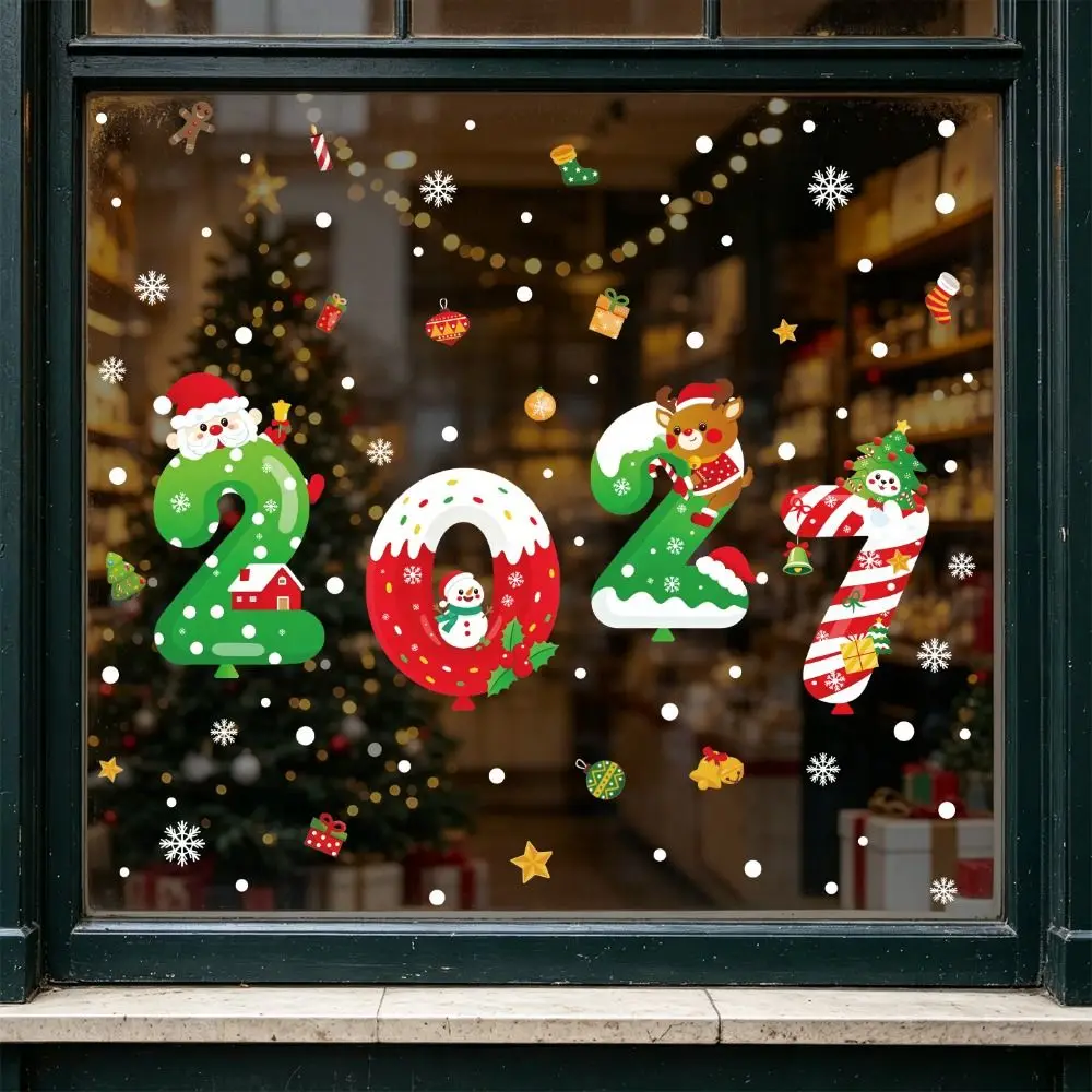 Static Cling Christmas Window Sticker Double-Sided Snowflake Pattern Car Window Decal PVC Colorful Glass Window Ornament