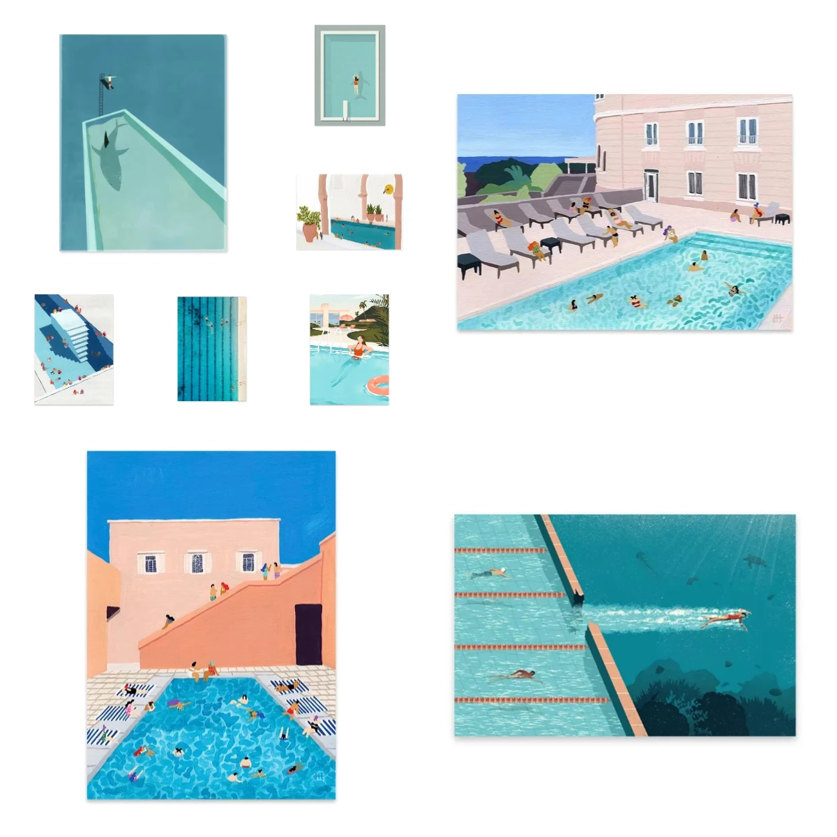 Pintura al óleo por números, paisaje minimalista de piscina sobre lienzo, decoración del hogar para sala de estar, dormitorio, regalo hecho a mano, sin marco