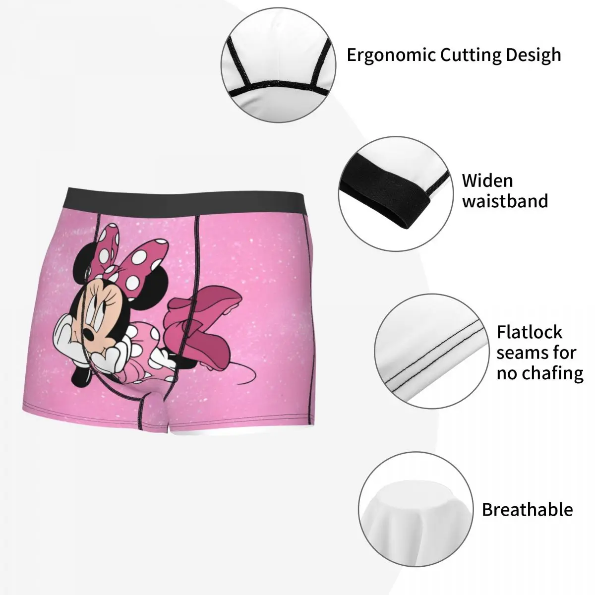 Male Fashion Mickey Mouse Underwear Boxer Briefs Soft Shorts Panties Underpants