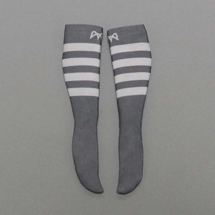 Chaussettes de mollet rayées pour femme, chaussettes de sport pour étudiant, yoga, figurine d'action, jouets modèles, échelle 1/6, 12 po