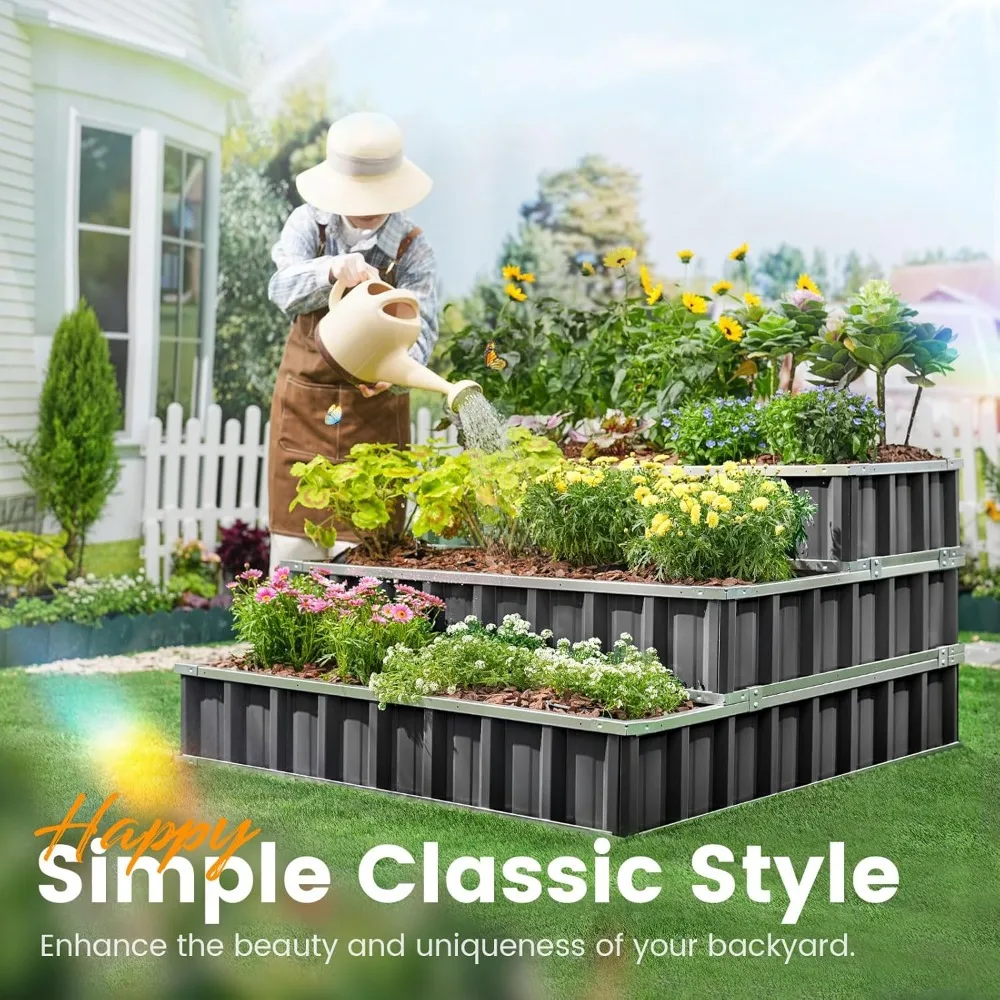 

Raised Garden Bed Dismountable Frame Galvanized Steel Metal Patio Garden Elevated Planter Box