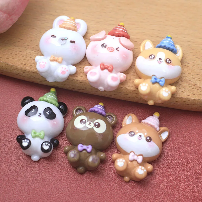 100pcs Kawaii Cartoon Animal Flatback Resin DIY Scrapbooking Cabochon for Mini Headwear Accessories