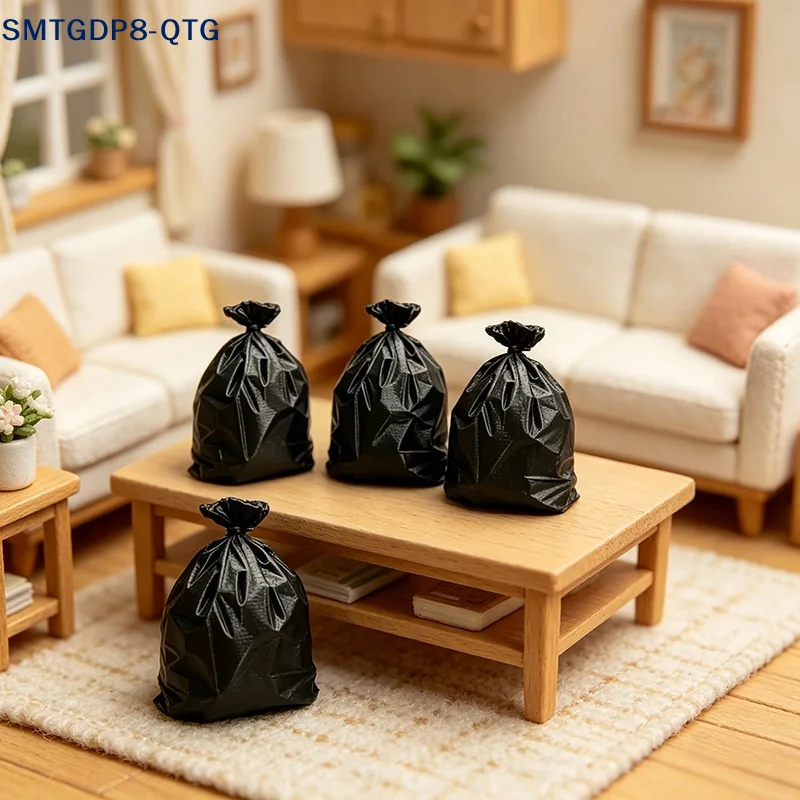 Hot 3pcs Miniature Trash Bag Models, Dollhouse Decorative Trash Bag Ornaments, 3D Printed Plastic Miniature Collectibles
