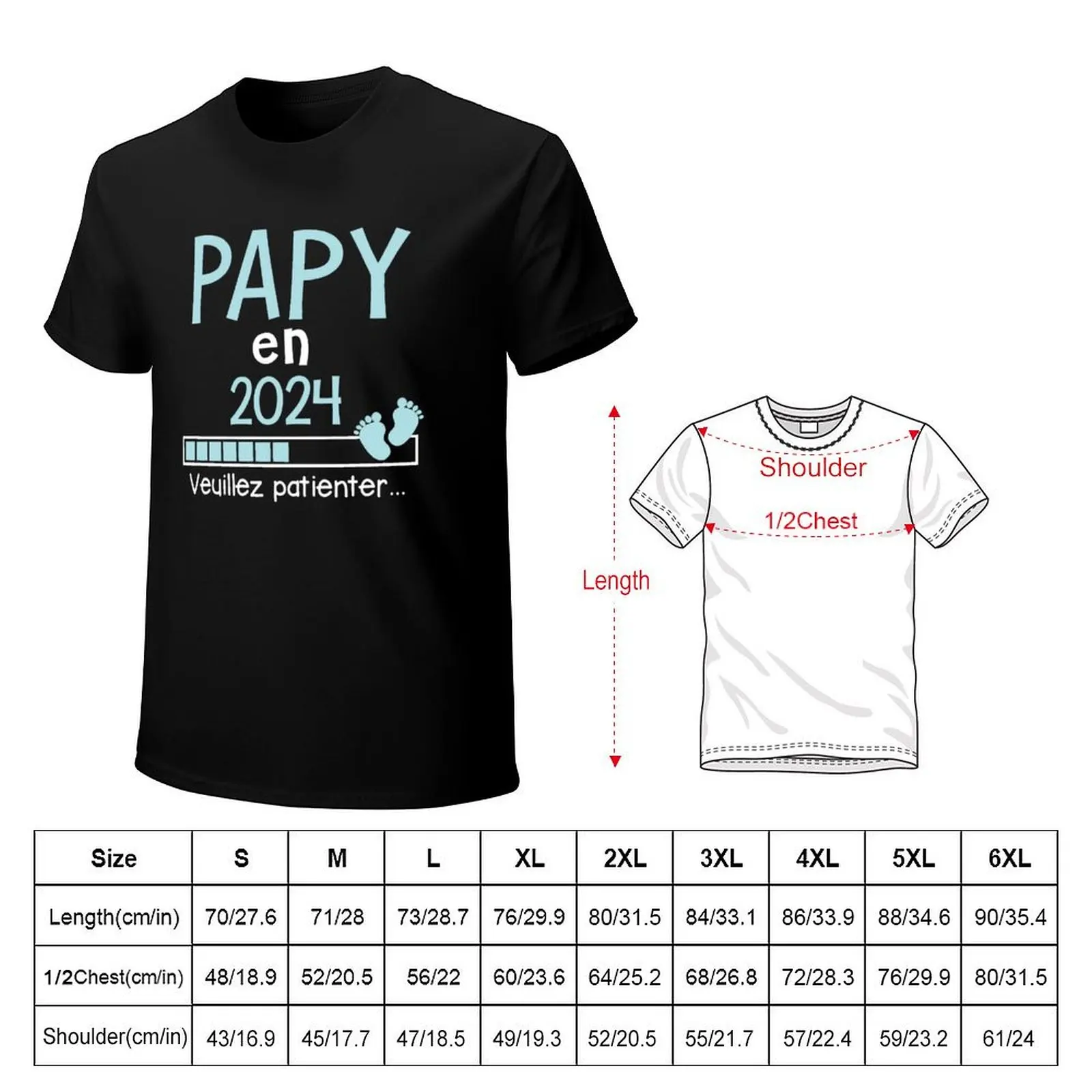Papy en 2024 Cadeau Futur Papi T-Shirt Retro Style Print Casual Top