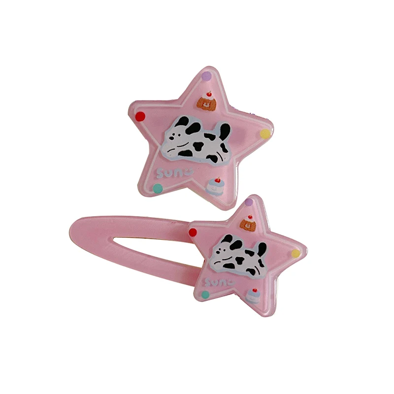 Pentagram Hair Clips Teenage Girl Bangs Broken Hair Duckbill Hairpin Cartoon Animal Pattern Hairpin Sweet Hundred Headwear