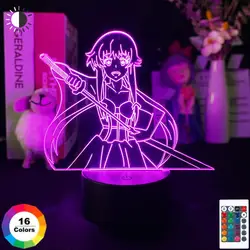 Anime LED Lamp Future Diary Gasai Yuno Figure 3d Night Lamp for Hoom Child Bedroom Decor Night Light Christmas Birthday Gift