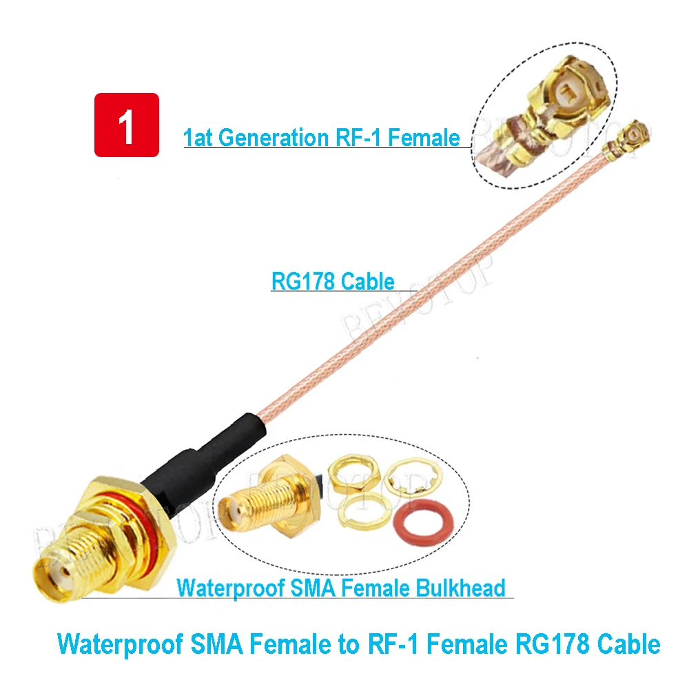 10PCS Waterproof SMA Female Bulkhead to U.FL/IPX-1 Female RG178 Cable WIFI Antenna Adapter RF Coaxial Cable Pigtail Extension Ju
