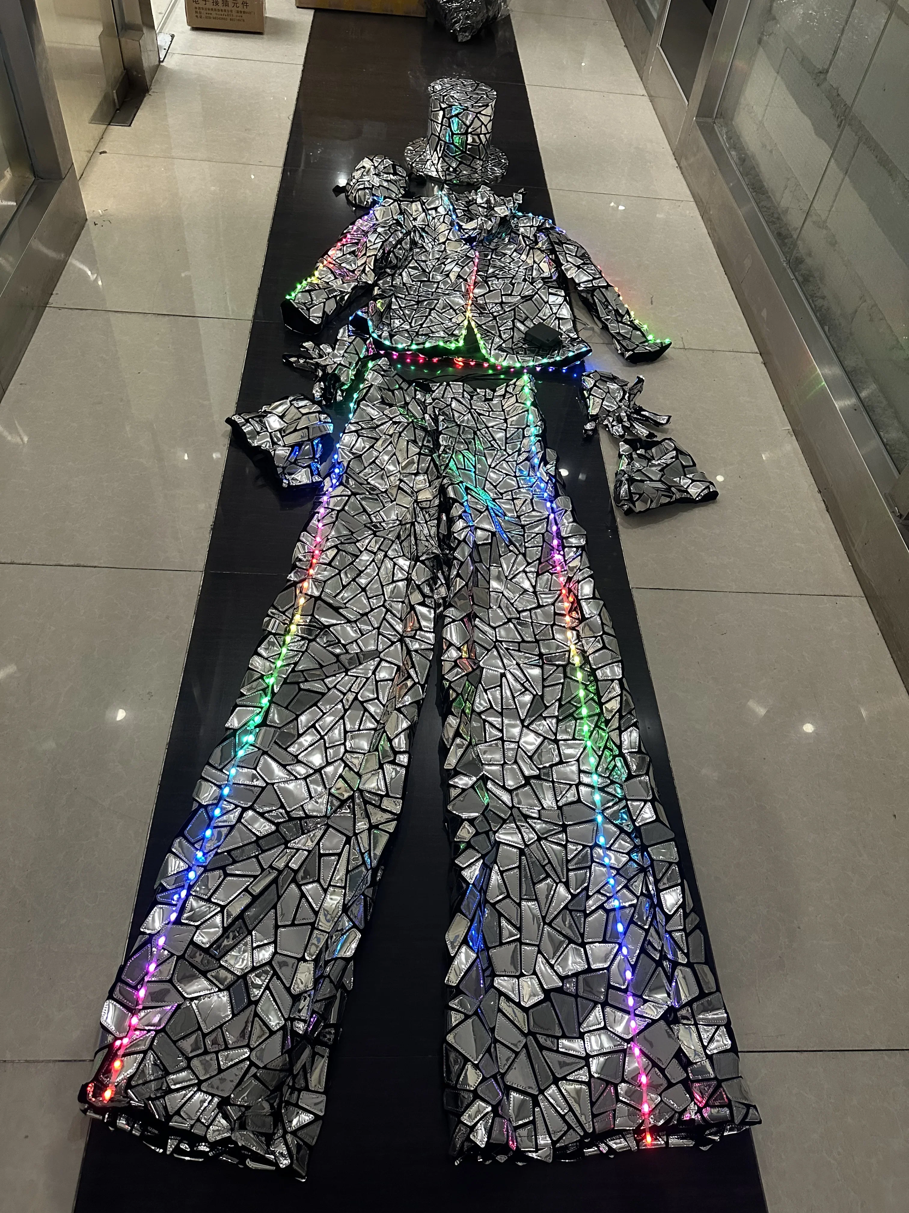 Светодиодный костюм робота, металлик, имитация зеркала, ходули, костюм робота-одунника, костюм, одежда, сценическое шоу, DJ, танцы, Kryoman, гигантский