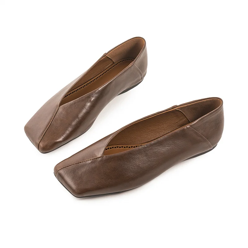 2024 Women\'s Retro Simple Flat Mary Jane Genuine Leather Single Shoes European and American Comfortable Two Wear Sandals