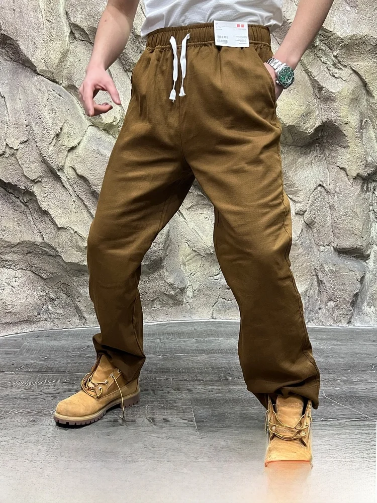 

Faionable Waed Straight Leg Casual Pants for Men Autumn Seasonal Sli Comfortable Fit Youth Trendy Trousers