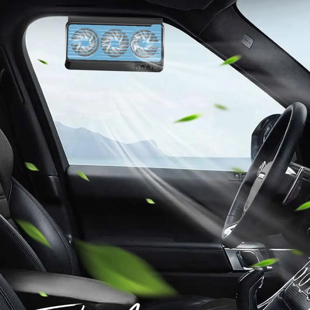 Car Exhaust Fan Solar Powered 3 Fans Design Auto Ventilation Cooler Vehicle Heat Dissipation Air Circulation Fan Car Accessory