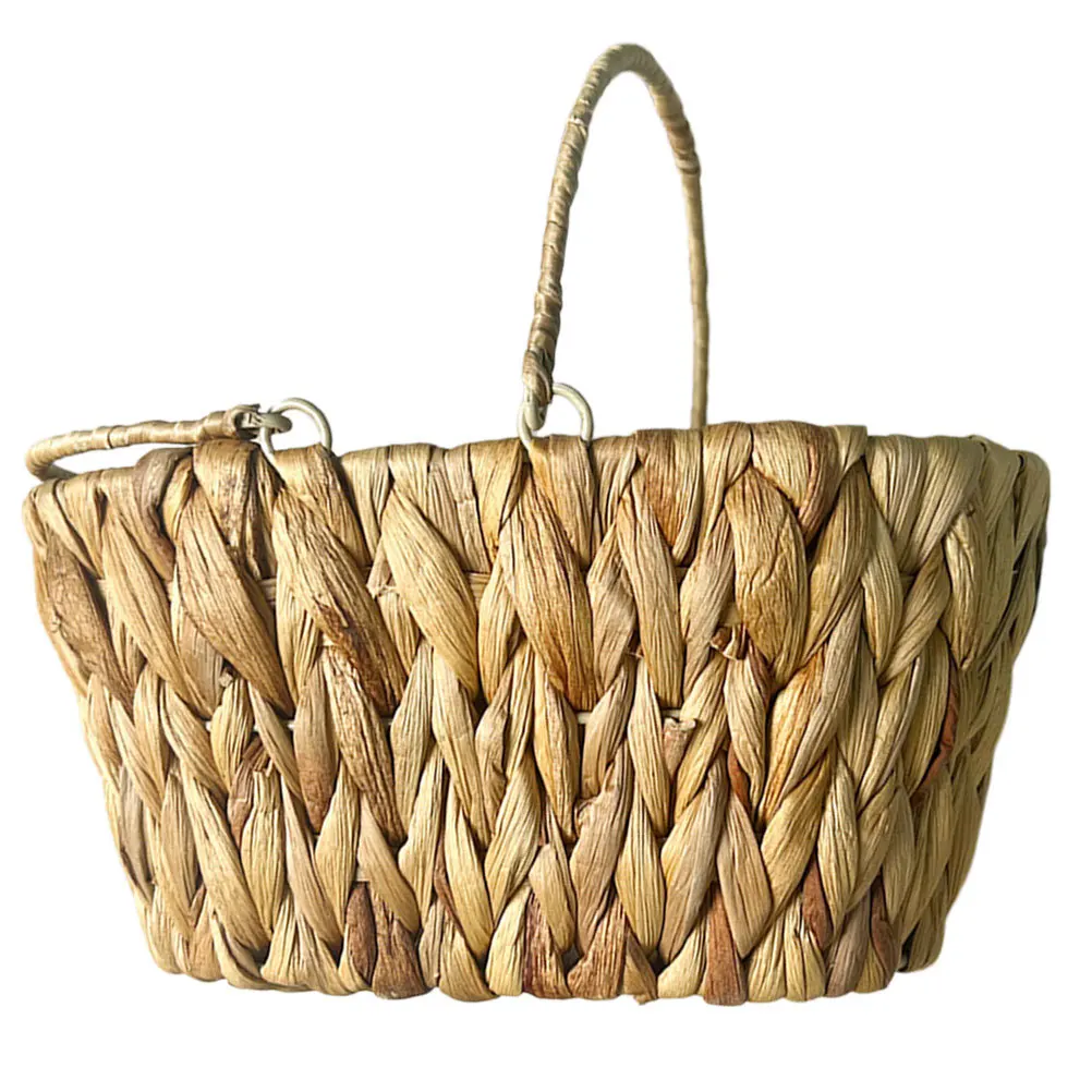 

Woven Storage Basket Natural Rustic Design For Snacks Fruits Vegetables Eggs Organizer With Handle Household Decorative