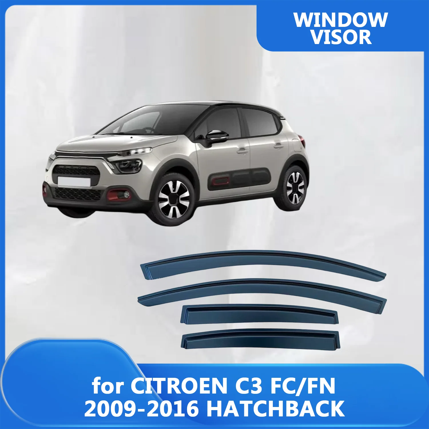

Window Visor for CITROEN C3 FC/FN 2009 2010 2011 2012 2013 2014 2015 2016 HATCHBACK Wind Deflectors Rain Guards Door Visor Vent