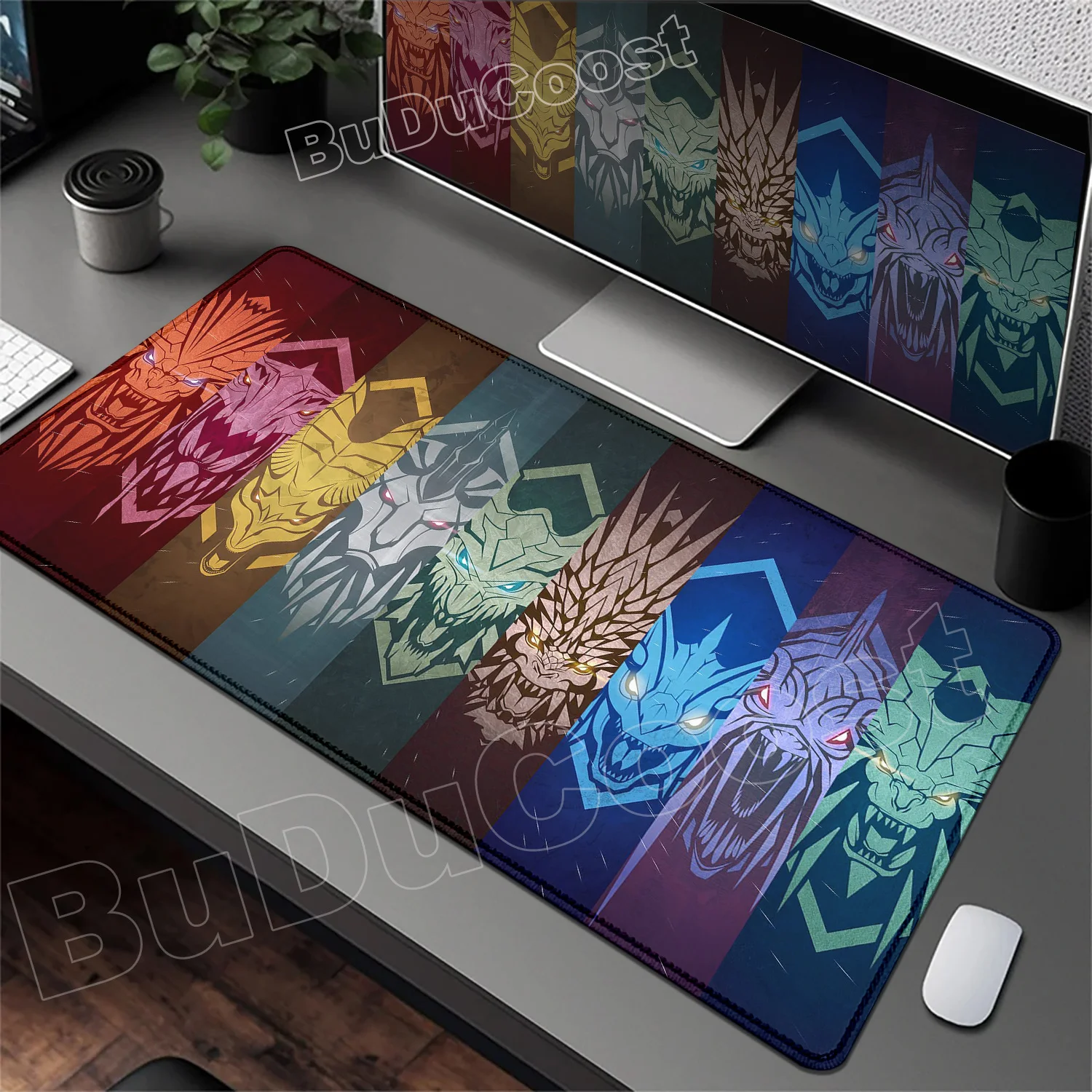 HD Printing MousePad Game Monster Hunter Wilds Mouse Pad Natural Rubber Keyboard Mat Office Desk Mat Computer Gaming Accessories