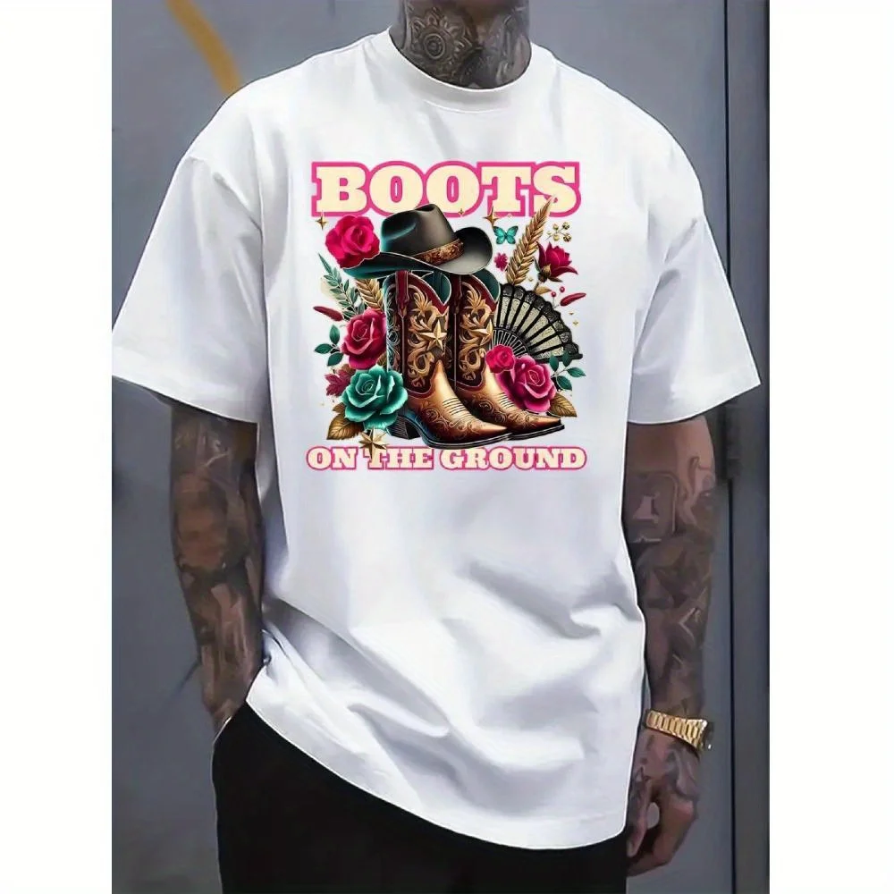 

Summer Fashion Large Size Men's Casual Pattern T-Shirt - Crew Neck Short Sleeve Printed T-Shirt, Fishing T-Shirt - Comfortable