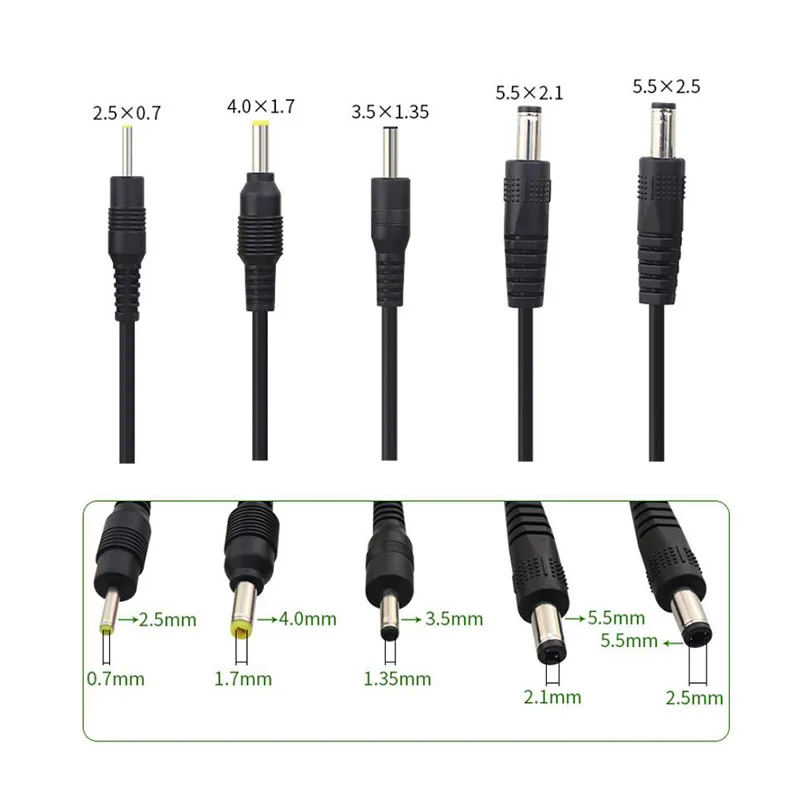 1szt Wtyczka męska USB A do DC 2.5 3.5 1.35 4.0 1.7 5.5 2.1 5.5 2.5mm Wtyczka zasilacza Jack Typ A Przedłużacz Przewód A
