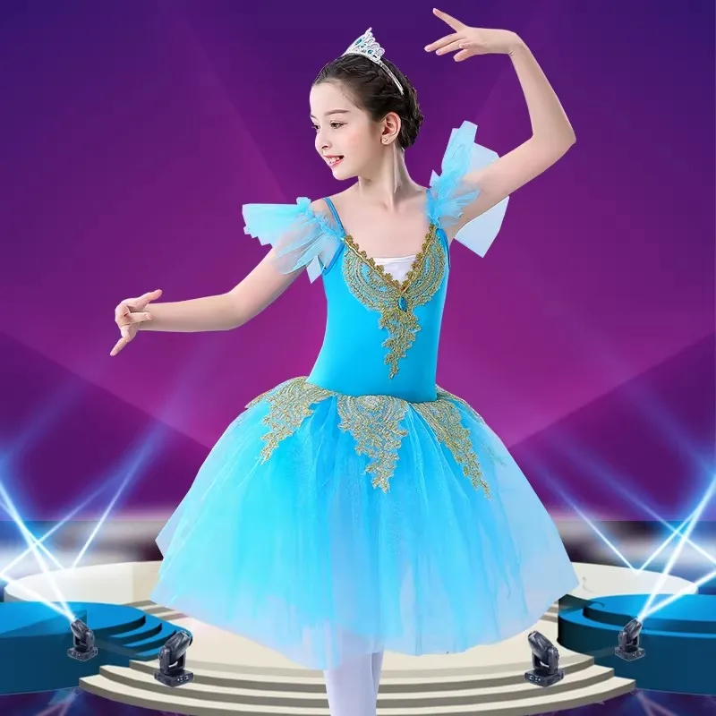 

Детская одежда: Костюм принцессы для выступлений, элегантное балетное платье-пачка для девочек, танцевальная одежда для вечеринок